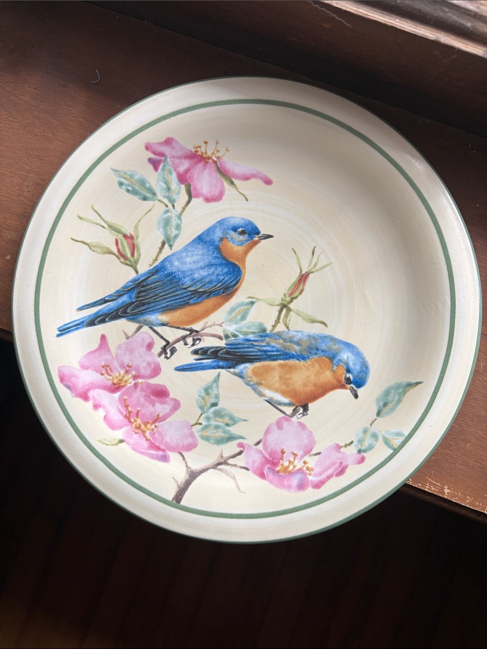 Lenox Blue and Pink Floral Bluebird Decorative Plate